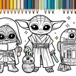 imprimer coloriage Bébé Yoda pour enfant