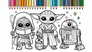 imprimer coloriage Bébé Yoda pour enfant