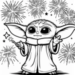 coloriage Bébé Yoda gratuit a imprimer
