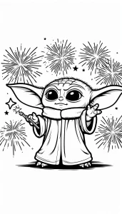 coloriage Bébé Yoda gratuit a imprimer