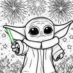 coloriage Bébé Yoda et découpage à imprimer