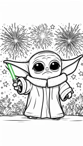 coloriage Bébé Yoda et découpage à imprimer