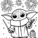 coloriage Bébé Yoda à imprimer