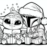 coloriage Bébé Yoda à imprimer gratuit