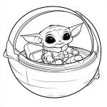 coloriage Bébé Yoda et découpage à imprimer