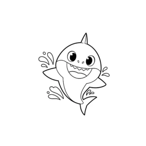 coloriage Bébé requin jouant à imprimer gratuitement pdf