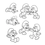 coloriage Bébés Schtroumpfs jouant à imprimer gratuit