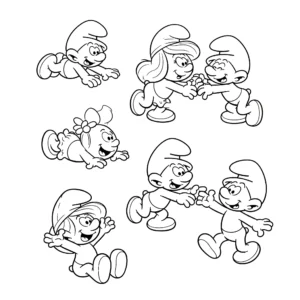 coloriage Bébés Schtroumpfs jouant à imprimer gratuit