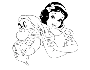 coloriage Blanche Neige à imprimer pour enfant de 6 ans