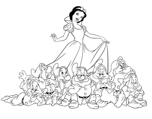 coloriage Blanche Neige à imprimer pour enfant de 2 ans