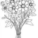coloriage Bouquet De Fleurs à imprimer pour enfant de 7 ans