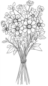 coloriage Bouquet De Fleurs à imprimer pour enfant de 7 ans