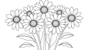 coloriage Bouquet De Fleurs à imprimer pour enfant de 3 ans