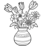 coloriage Bouquet De Fleurs à imprimer gratuit