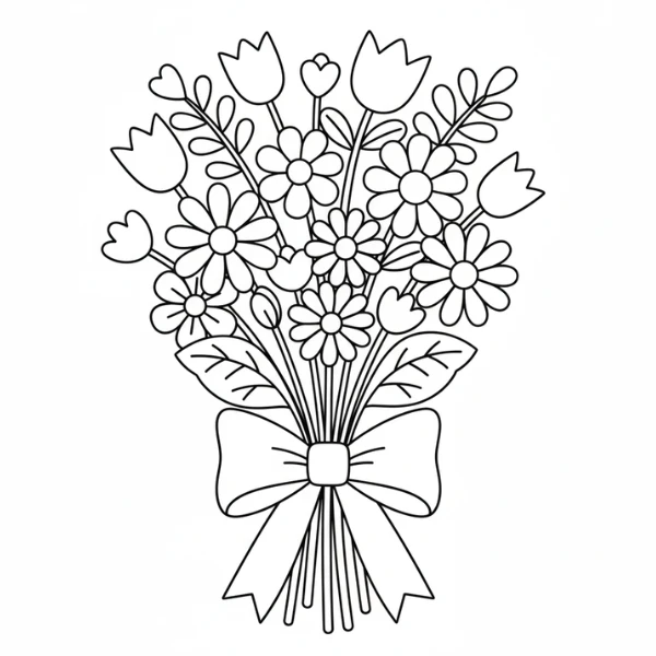 Tranh tô màu Bouquet de fleurs