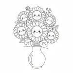 coloriage Bouquet de Fleurs et decoupage a imprimer gratuit