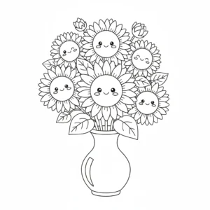 coloriage Bouquet de Fleurs et decoupage a imprimer gratuit