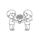 coloriage Bouquet de Fleurs à imprimer kawaii