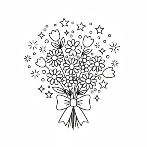 coloriage Bouquet de Fleurs pour enfants