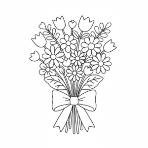 coloriage Bouquet de Fleurs pour enfants a imprimer