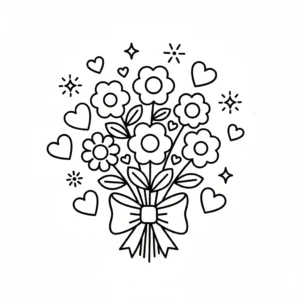 coloriage Bouquet de Fleurs à imprimer pour enfant de 6 ans