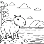coloriage Capybara à imprimer pour enfant de 6 ans