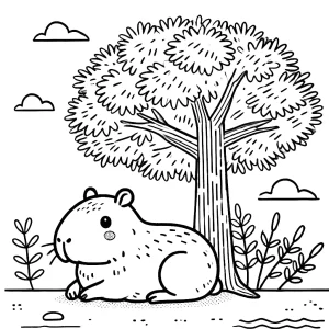 coloriage Capybara à imprimer pour enfant de 6 ans