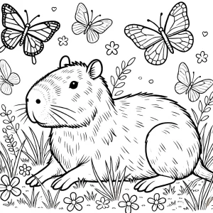 coloriage Capybara pour enfants a imprimer gratuit