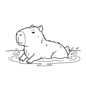 coloriage Capybara dans l’eau a imprimer gratuit