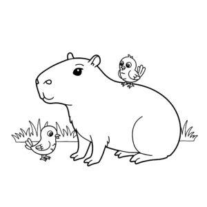 coloriage Capybara et ses amis a colorier en ligne gratuitement