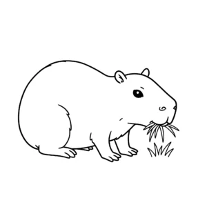 coloriage Capybara mangeant et decoupage a imprimer gratuit