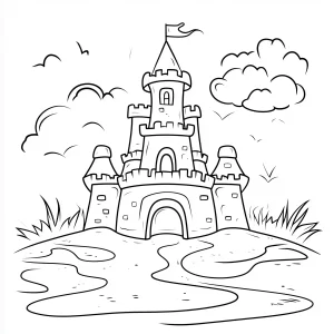 coloriage Chateau et decoupage