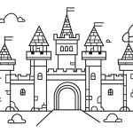 coloriage Chateau et decoupage