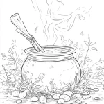 coloriage Chaudron à imprimer pour enfant de 8 ans
