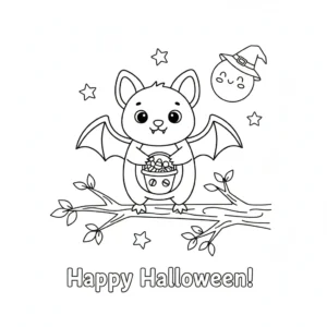 télécharger coloriage Chauve Souris Halloween gratuit
