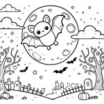 coloriage Chauve Souris Halloween à imprimer pour enfant de 10 ans