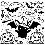 télécharger coloriage Chauve Souris Halloween gratuit