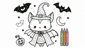 télécharger coloriage Chauve Souris Halloween gratuit