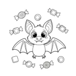 coloriage Chauve souris et bonbons à imprimer pour enfant de 12 ans