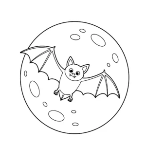 coloriage Chauve souris volant devant une lune et decoupage a imprimer gratuit