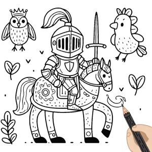 coloriage Chevalier a imprimer pour enfant de 4 ans