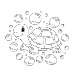 coloriage Des bulles autour d’une tortue pour enfants a imprimer gratuit