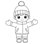 coloriage Des moufles et un bonnet à imprimer pour enfant de 4 ans
