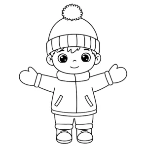 coloriage Des moufles et un bonnet à imprimer pour enfant de 4 ans