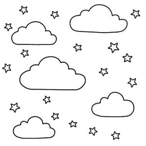 coloriage Des nuages et des étoiles de pour enfants