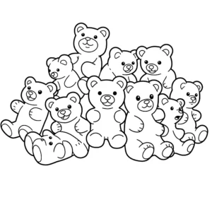 coloriage Des oursons en gélatine pour bebe a imprimer