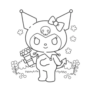 coloriage Des petits éléments de Kuromi à imprimer kawaii