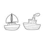 coloriage Deux Bateaux Simples gratuit pour enfants