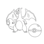 coloriage Dracaufeu et une Poké Ball pour enfants