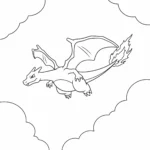 coloriage Dracaufeu volant dans le ciel pour enfants a imprimer gratuit